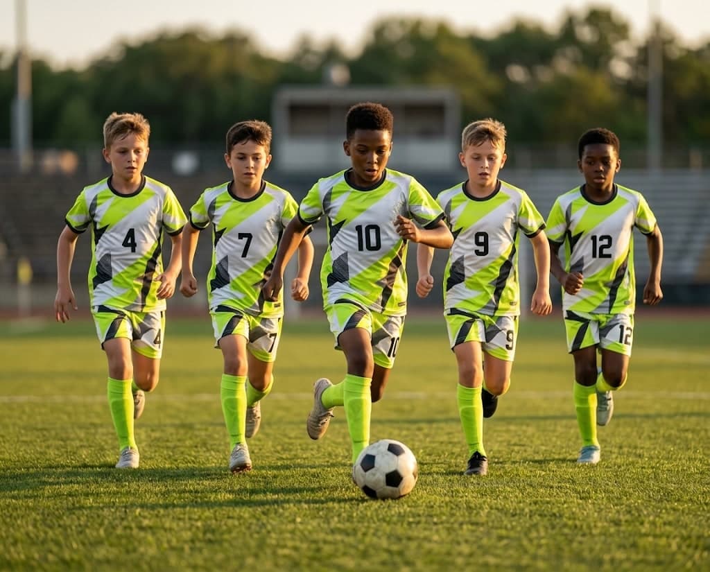 Soccer team wearing custom uniforms